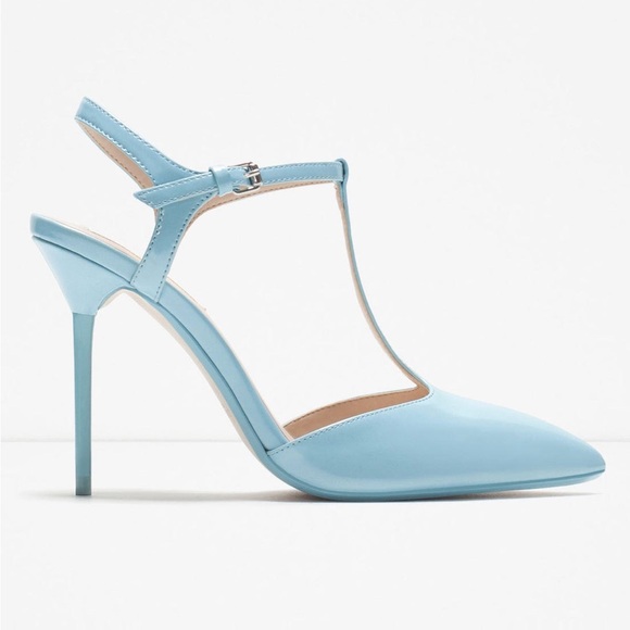 Zara Baby Blue Heels T-Strap 🩵 - Picture 2 of 5